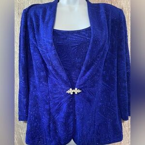 Alex Evenings Royal Blue Jacket and Top Set Size Large